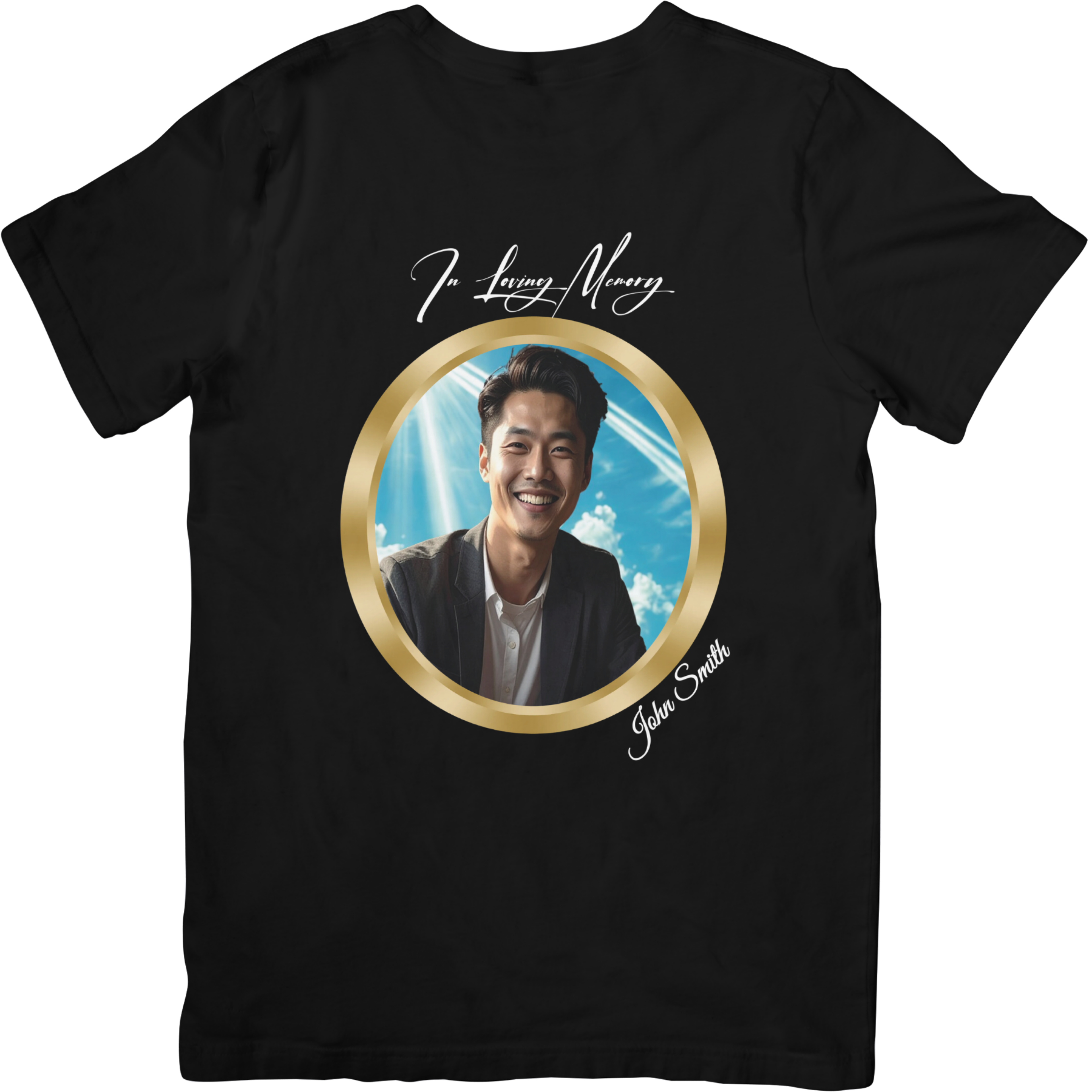 Memorial Black Tee Round Gold Frame