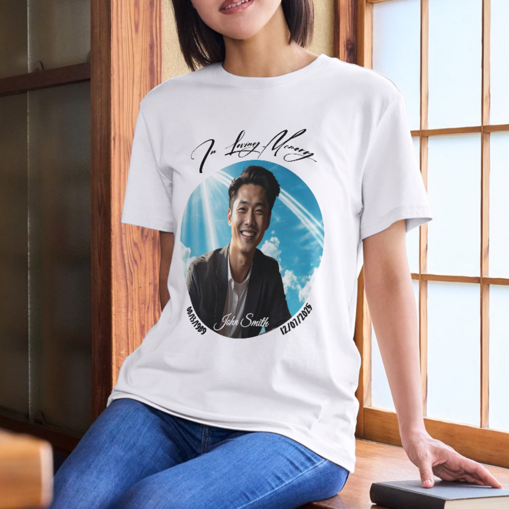 Memorial White Tee Round NO Border