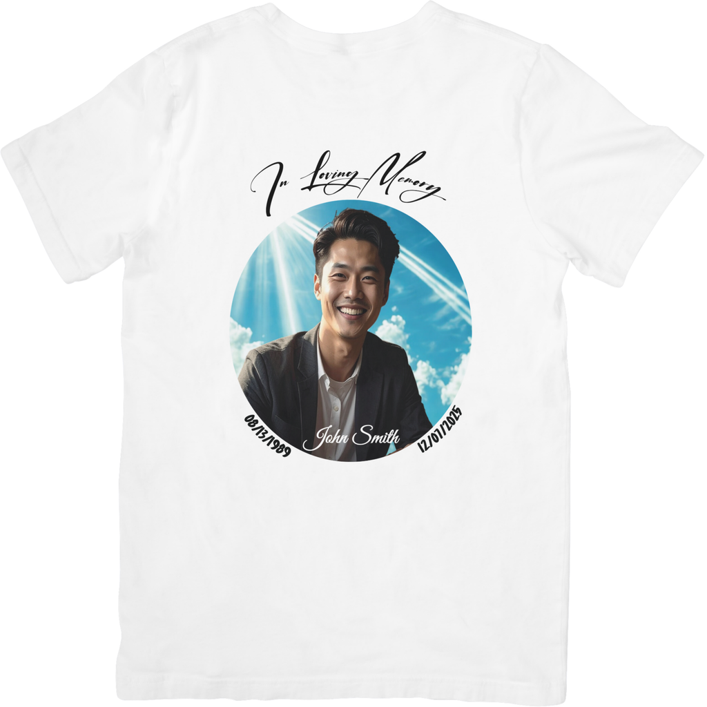 Memorial White Tee Round NO Border