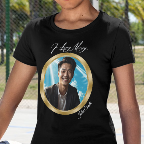 Memorial Black Tee Round Gold Frame