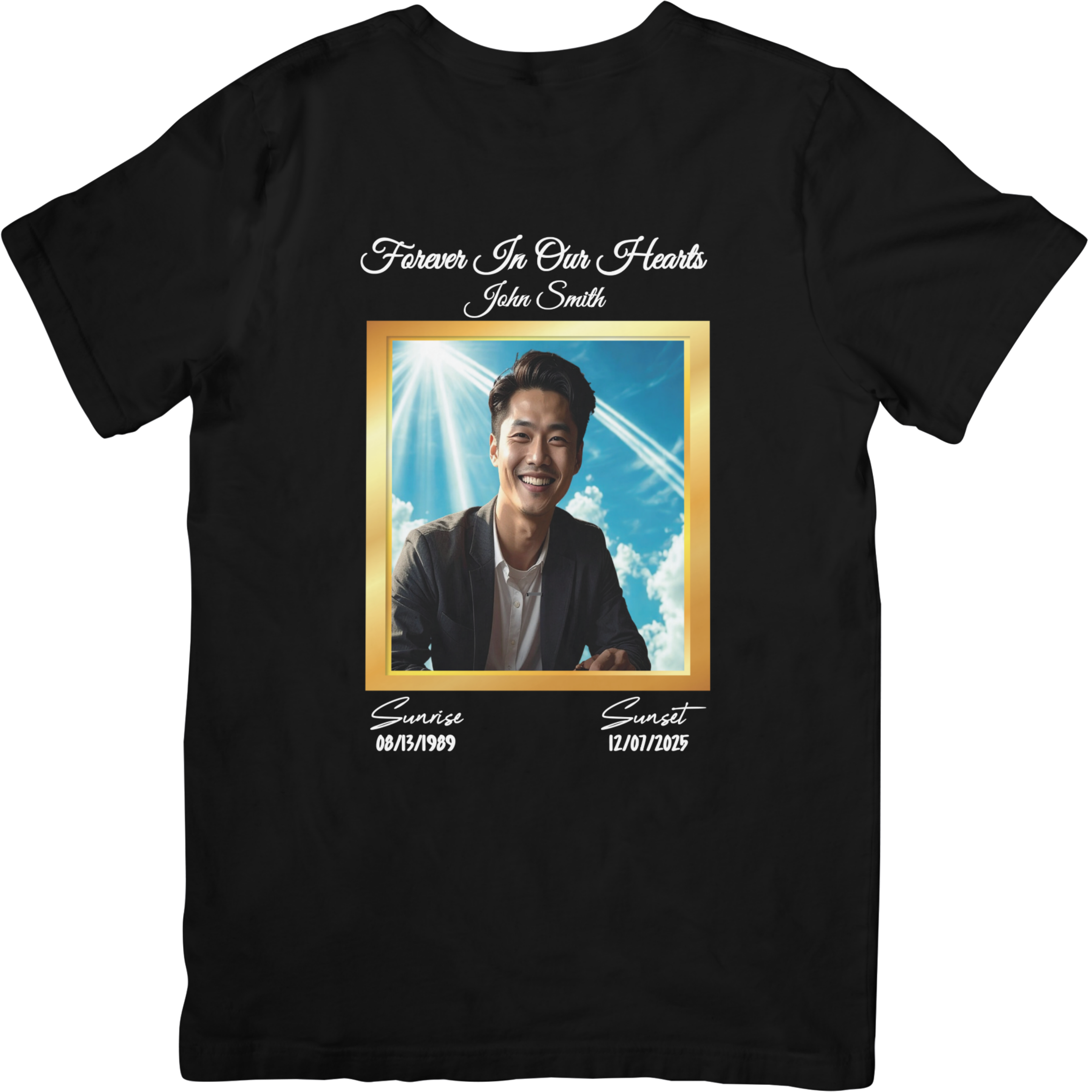 Memorial Black Tee Square Gold Frame