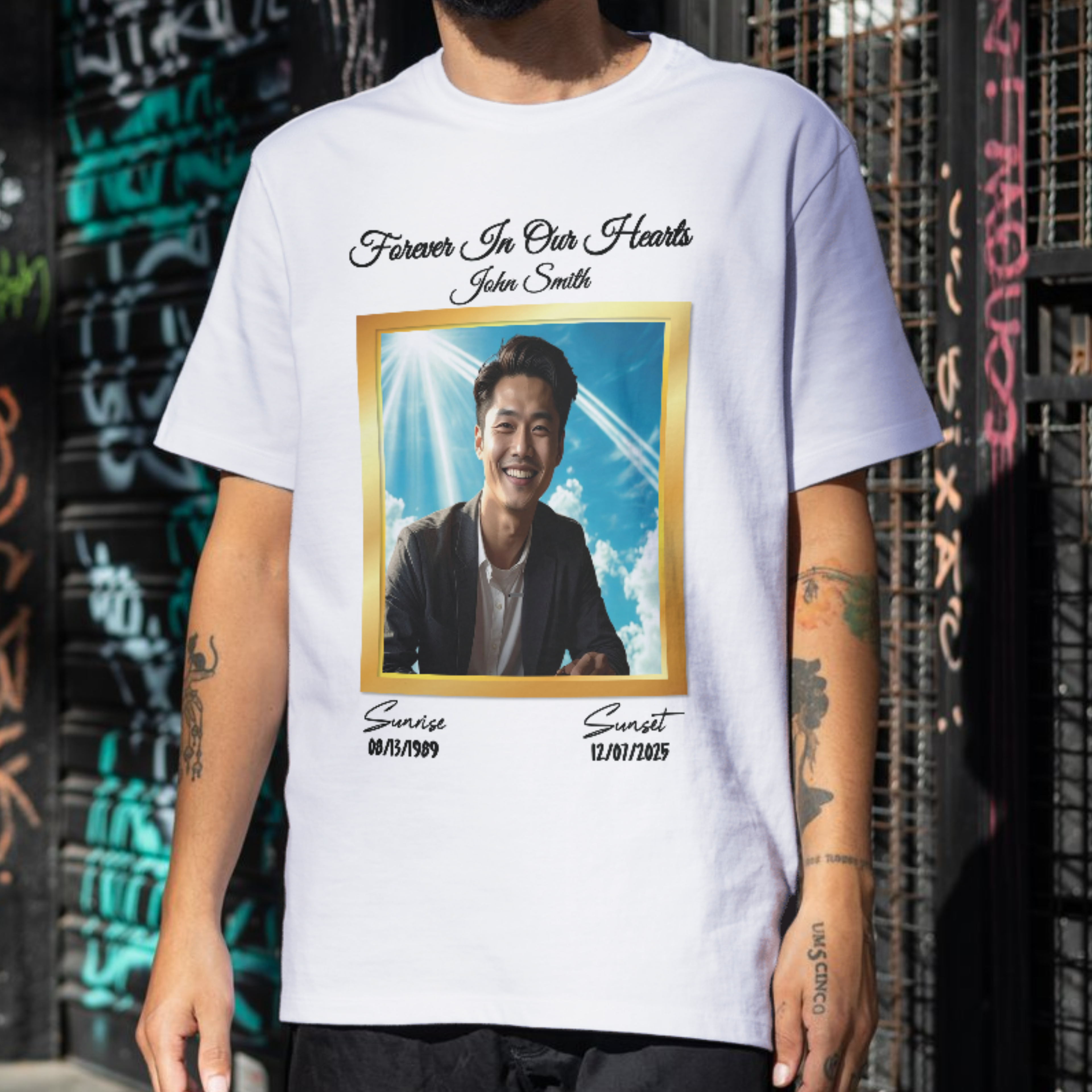Memorial White Tee Square Gold Frame