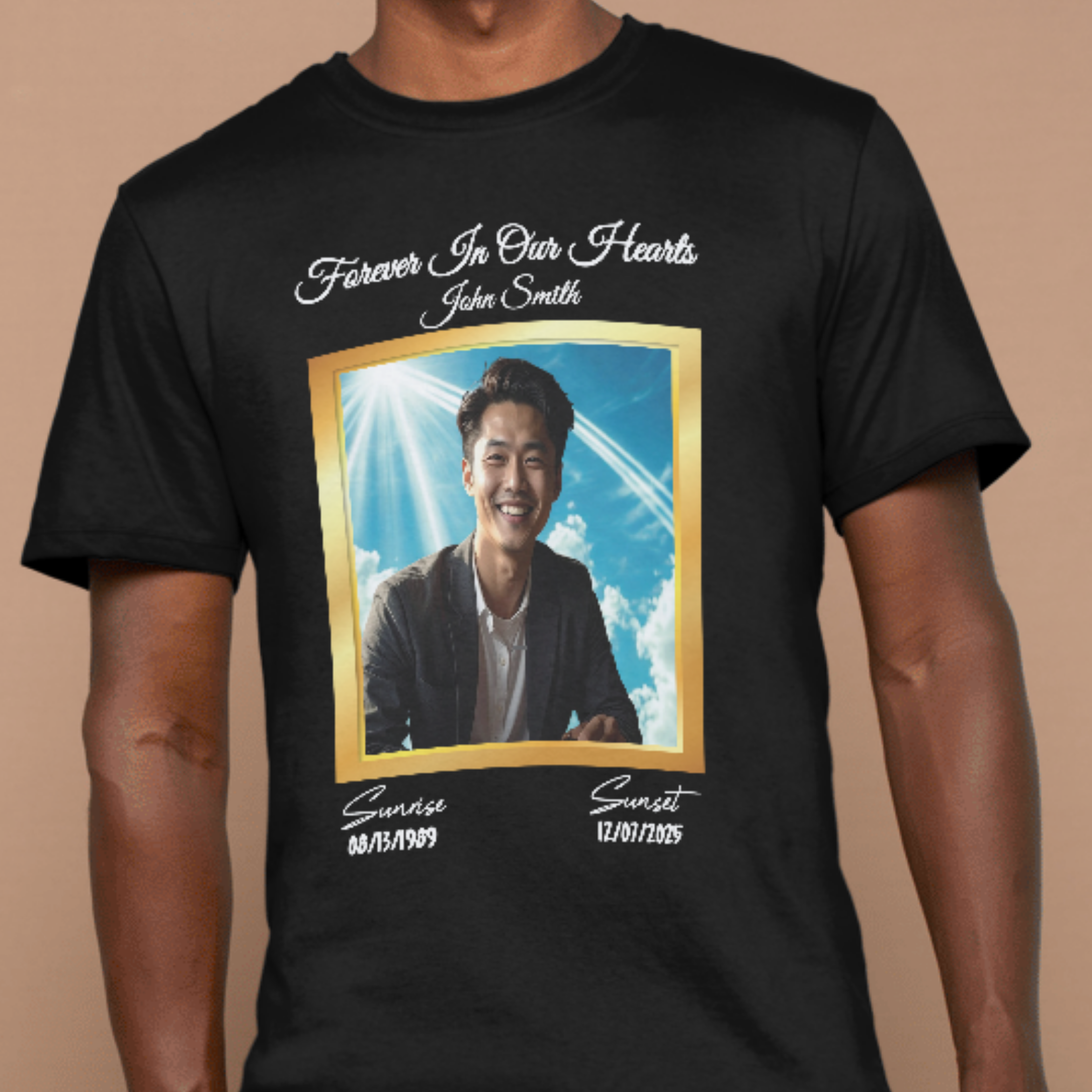Memorial Black Tee Square Gold Frame
